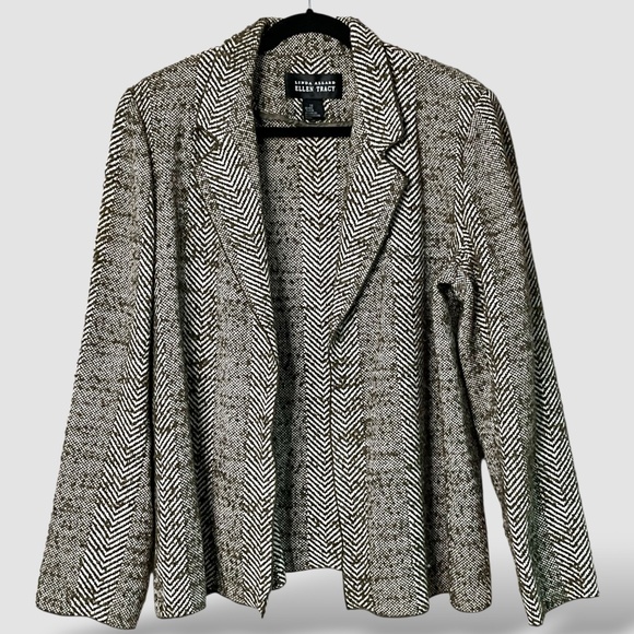 LINDA ALLARD for ELLEN TRACY Vintage Wool Blend Unlined Open Front Blazer Sz 14 - Picture 1 of 8